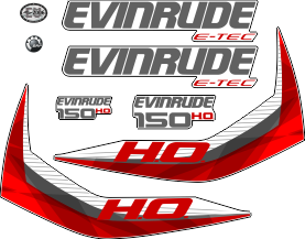 150hk H.O. E-TEC komplett med 6st dekaler för Vit kåpa.