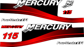 115hk Svart/rött/grått/vitt Komplett innehållande: 8st Dekaler för Mercury 115hk 2005-2007.