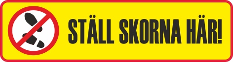 Varningsdekal. Stå ej här