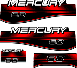 60hk Svart/rött/grått/vitt Komplett innehållande: 4st Dekaler för Mercury 60hk 1998.
