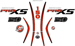 150hk ProXS i Valfri färg. Komplett innehållande: 6st Dekaler för Mercury 150hk ProXS 2020