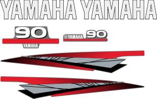 Komplett kitt med 2st laminerade dekorer, 2st Yamaha logo samt 90hk dekal bak och fram.