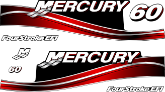 60hk Svart/rött/grått/vitt Komplett innehållande: 7st Dekaler för Mercury 60hk EFI.