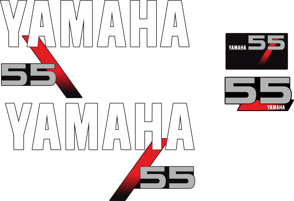 55hk Dekalkitt för Yamaha. Komplett reproduktion 4st dekaler.