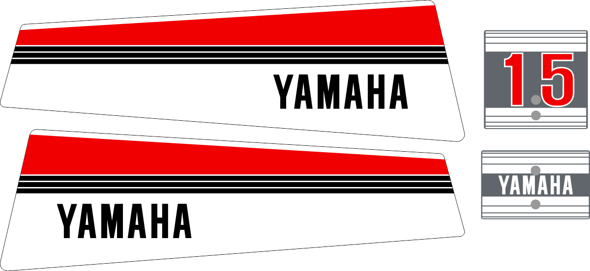 Dekalkitt för Yamaha 15hk 1981. Komplett innehållande: 4st Dekaler