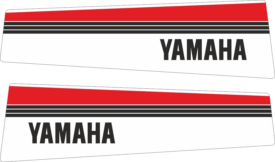 80hk Svart/rött/vitt innehållande: 2st Sidodekaler för Yamaha 80hk 1980.