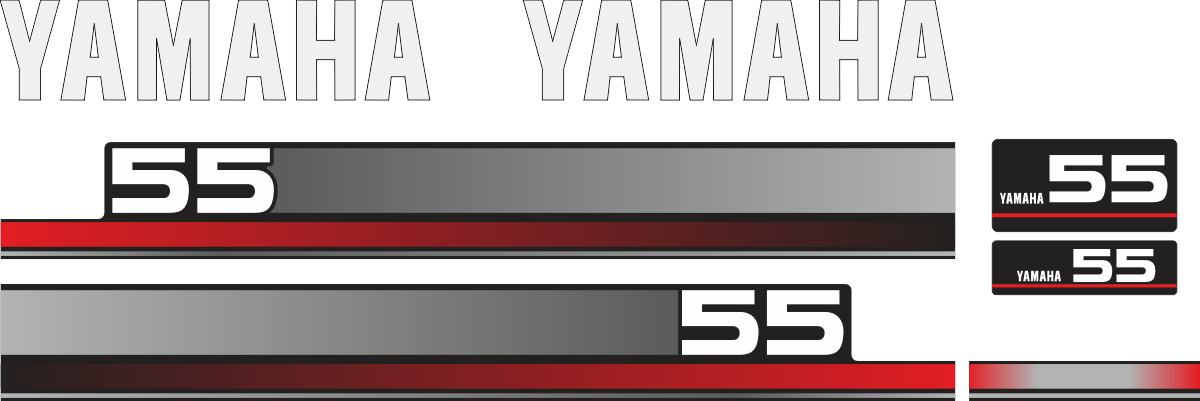 55hk innehållande: 2st Sidodekaler, 2st Yamaha, 1st Främre dekal, 1st Bakre dekaler och ett avslut för sidodekalerna.