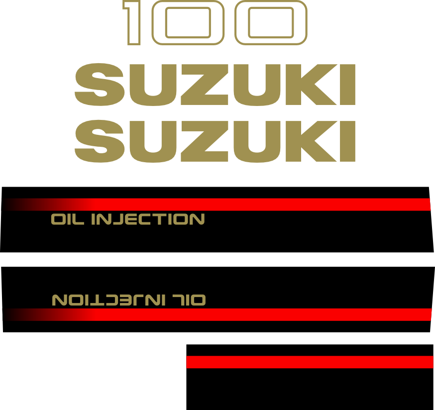 Komplett innehållande: 2st Sidodekor för Suzuki 100hk, 2st suzuki logo 1st bakre 100hk.