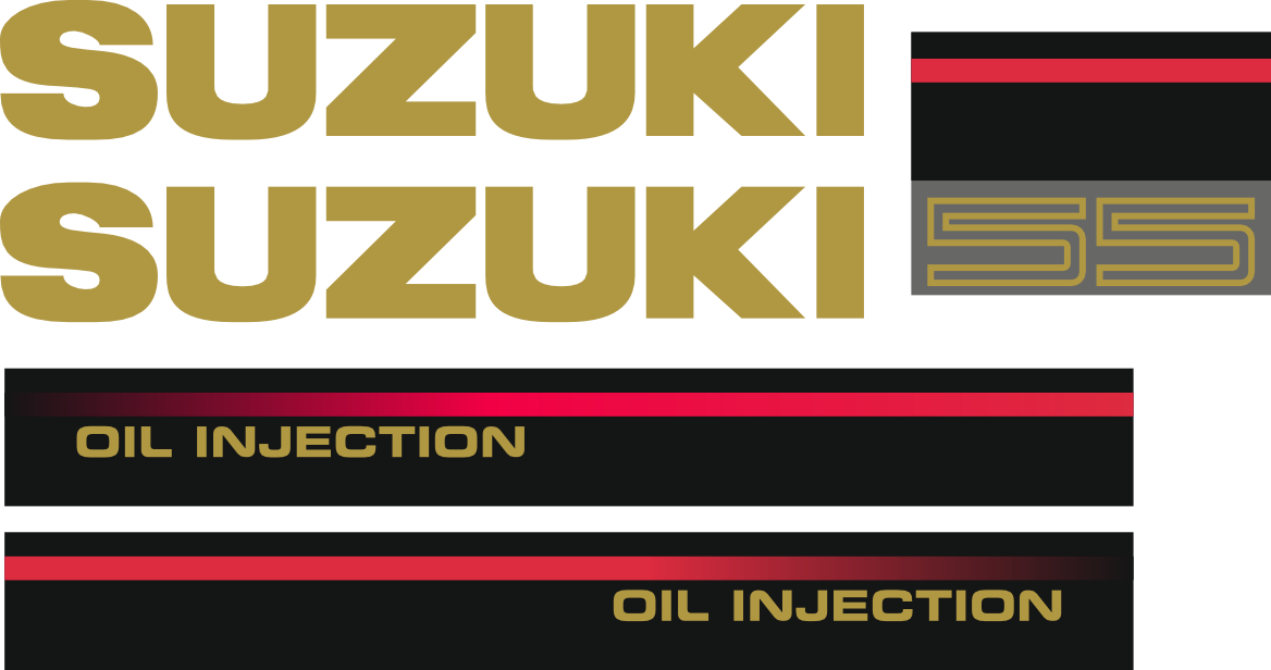 Komplett innehållande: 2st sidodekaler, 2st suzuki dekaler, 1st bakre 55hk dekal.