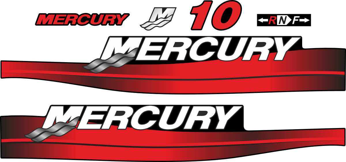 10hk Svart/rött/grått/vitt Komplett innehållande: 6st Dekaler för Mercury 10hk.