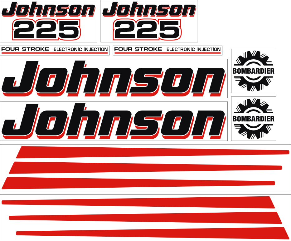 Komplett innehållande: 10st dekaler för Johnson 225hk.