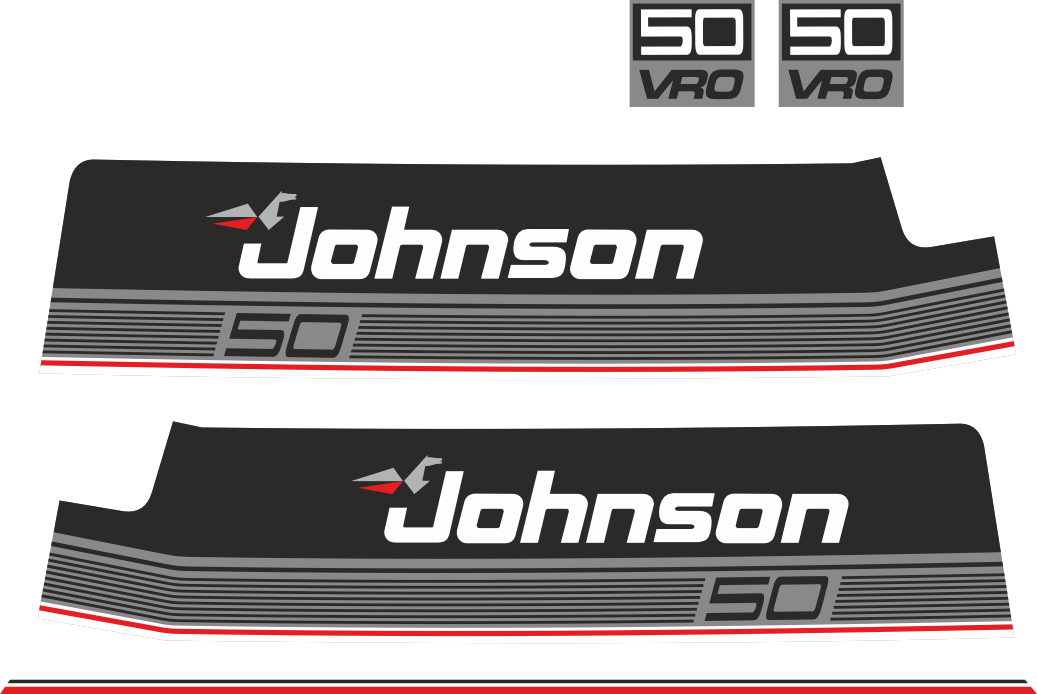 Komplett innehållande: 5st dekaler för Johnson 50hk VRO.