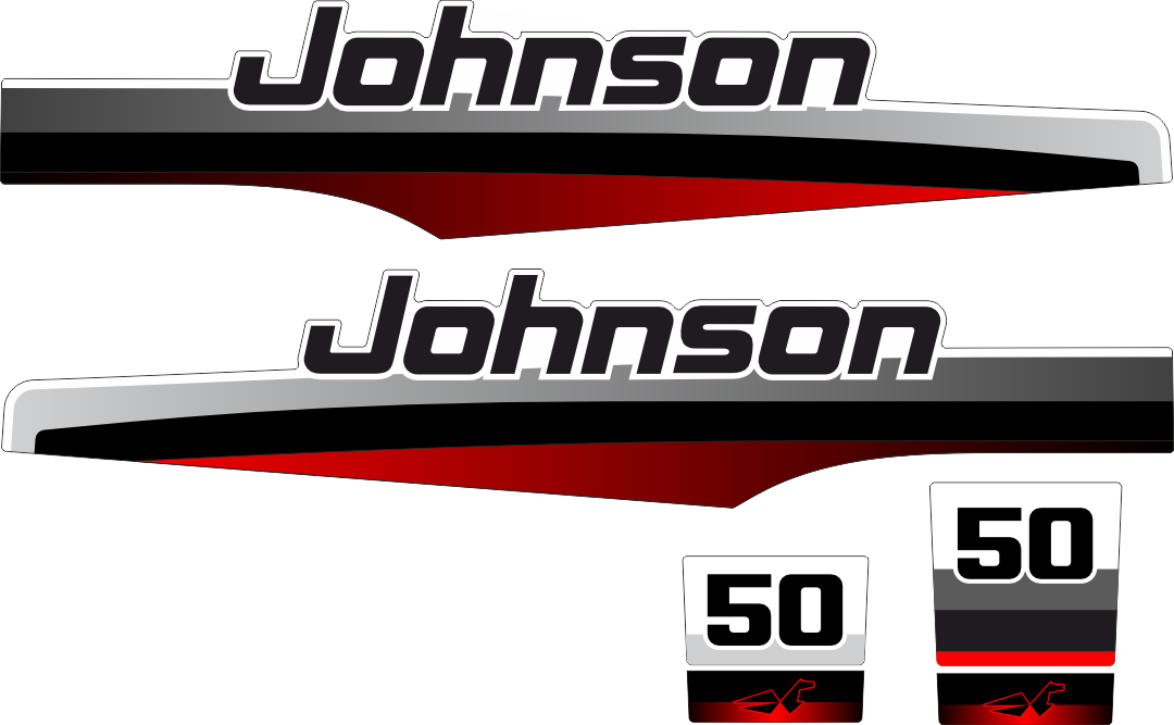 50 hk Svart/rött Komplett innehållande: 6st Dekaler för Johnson 50hk