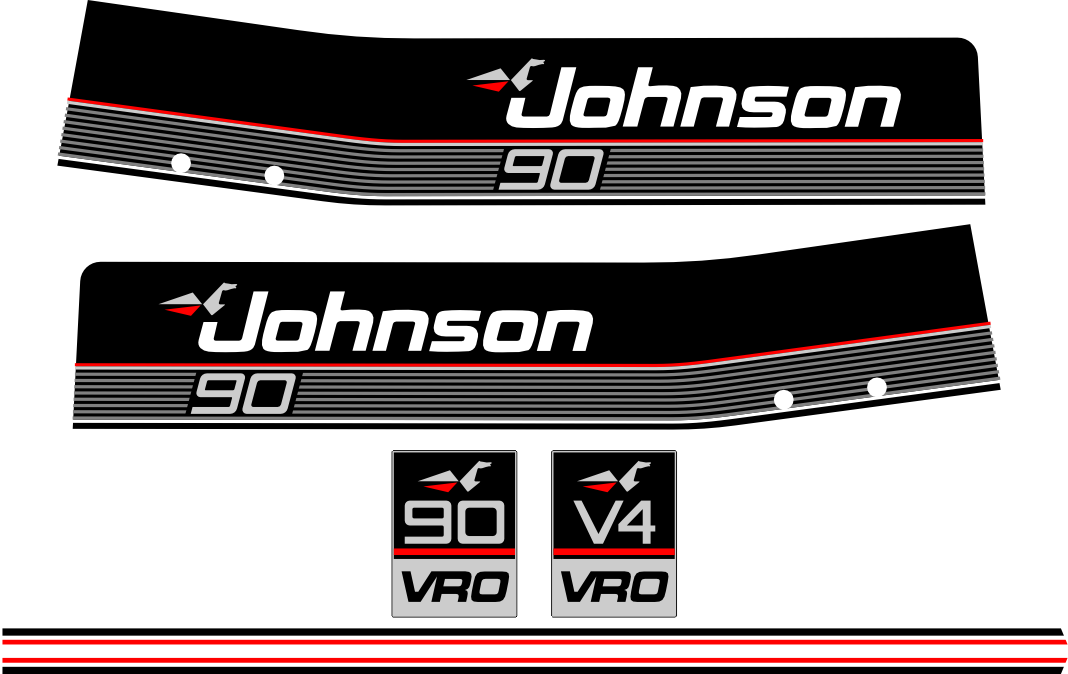 Komplett innehållande: 6st Dekaler för Johnson 90hk V4 VRO
