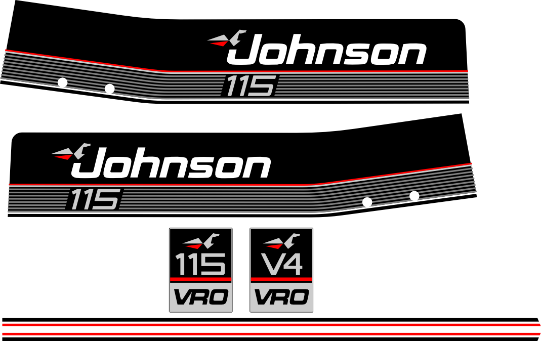 Komplett innehållande: 6st Dekaler för Johnson 115hk V4 VRO