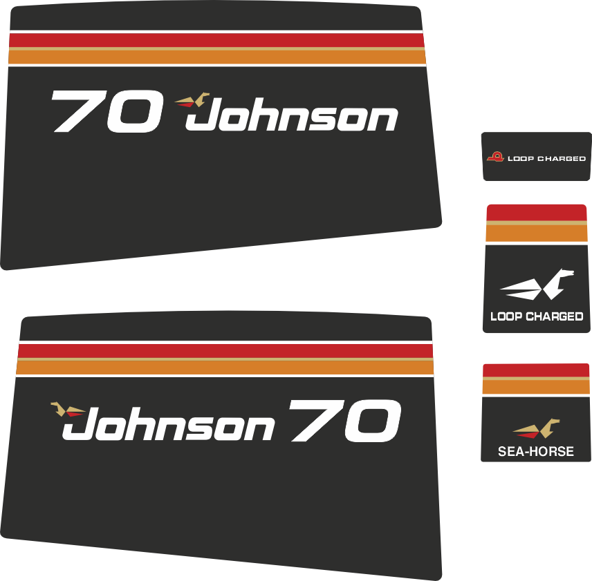 Komplett innehållande: 5st Dekaler för Johnson 70hk