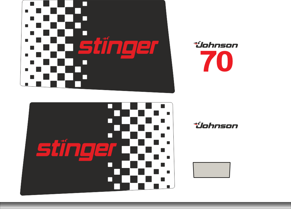 Komplett innehållande: 6st Dekaler för Johnson 70hk Stinger