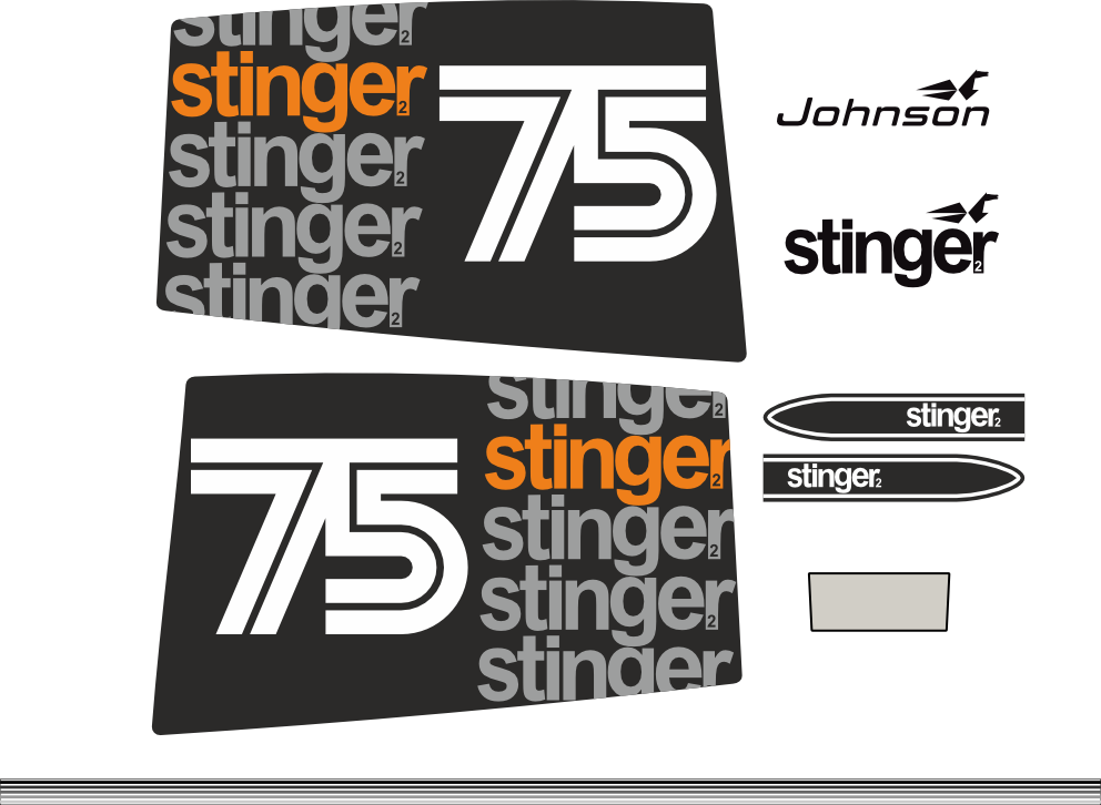 Komplett innehållande: 6st Dekaler för Johnson 75hk Stinger