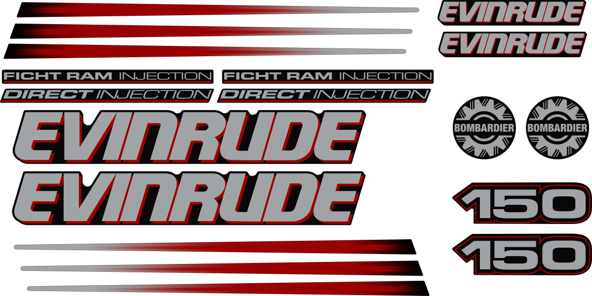 Komplett innehållande: 14st Dekaler för Evinrude 150hk 02-03