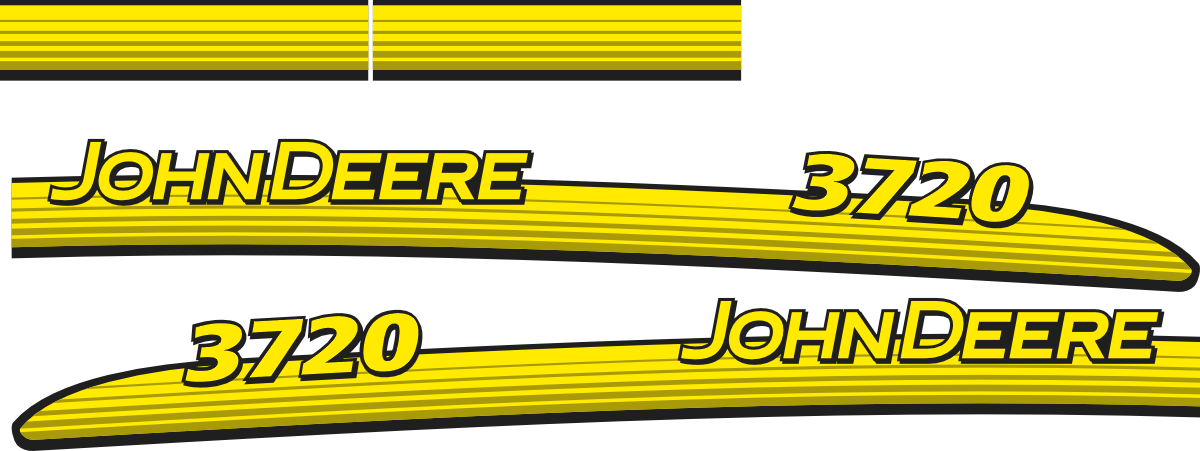 Dekorsats JOHN DEERE 3720, 2st stripe Höger och vänster 765mm. 2st stripe 237mm