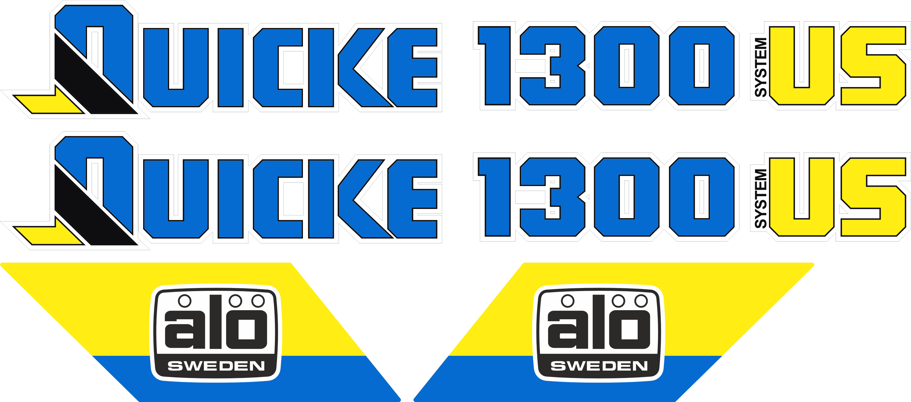 2st Quicke 1300 us 640x78mm, 2st ålö 286x100mm.
