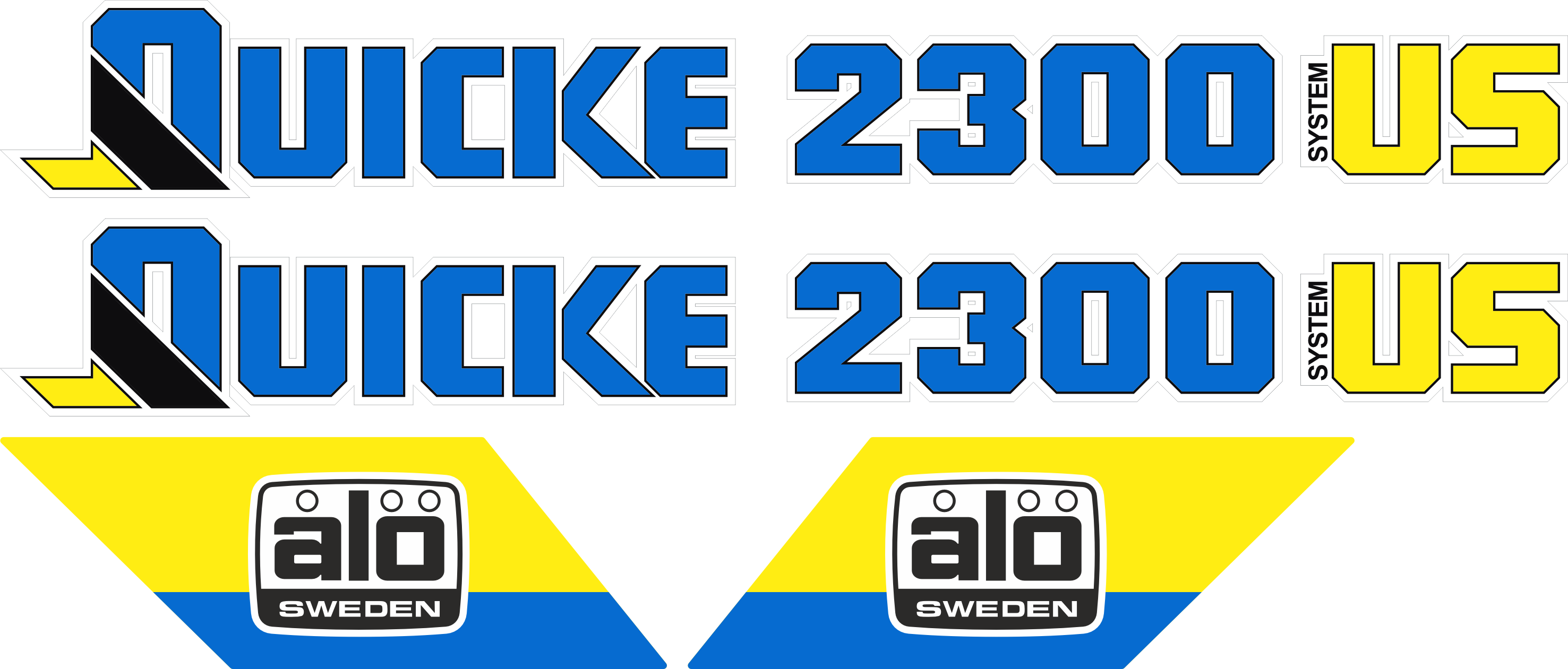 2st Quicke 2300 US 675x85mm, 2st ålö 286x100mm.