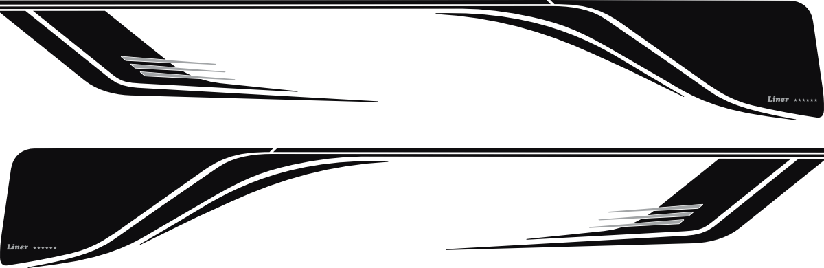 Komplett reproduktion av dekaler till Concorde Liner 1090. Total storlek sidor ca 10.2x1.48m.