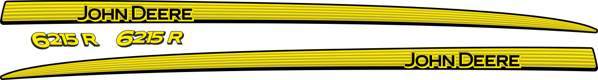 Dekorsats JOHN DEERE 6215R, 2st stripe Höger och vänster 1725mm. 2st texter 200x50mm