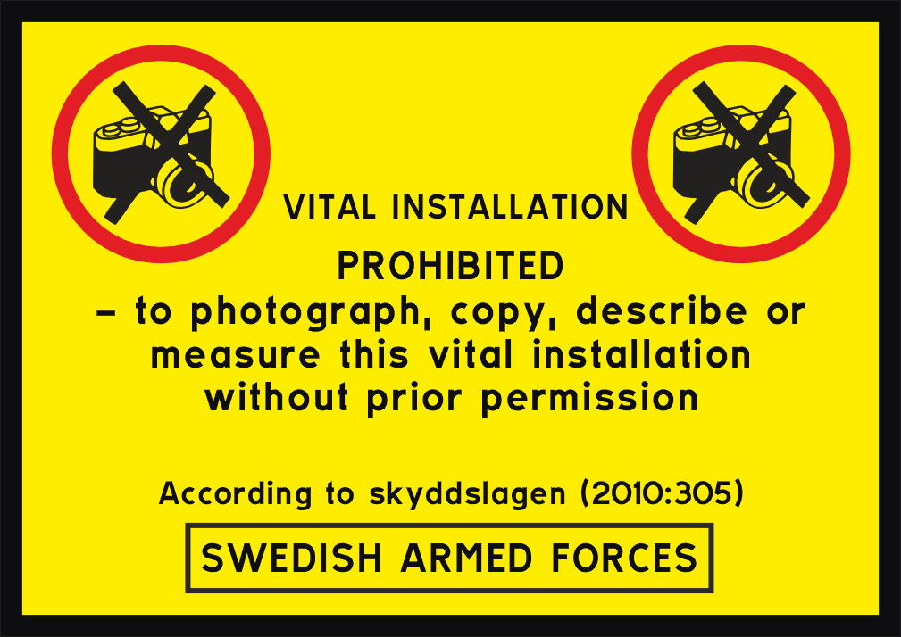 PROHIBITED to photograph, copy, describe or measure this vital installation
without prior permission.