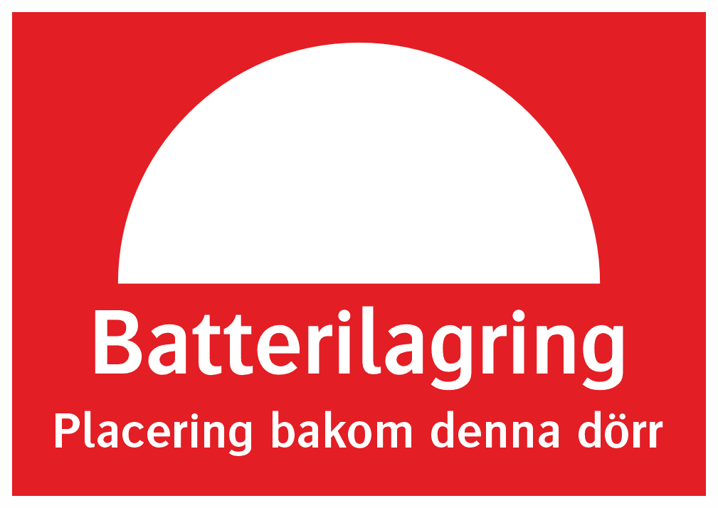 Batterilagring Placering bakom denna dörr 
