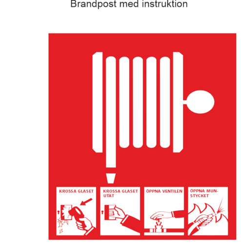 Brandpost med instruktion