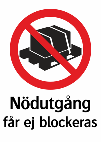 Nödutgång får ej blockeras 