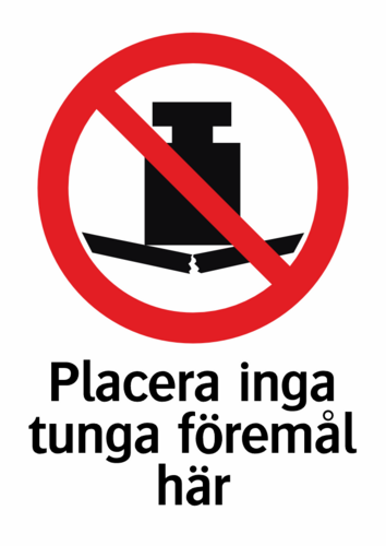 Placera inga tunga föremål här 