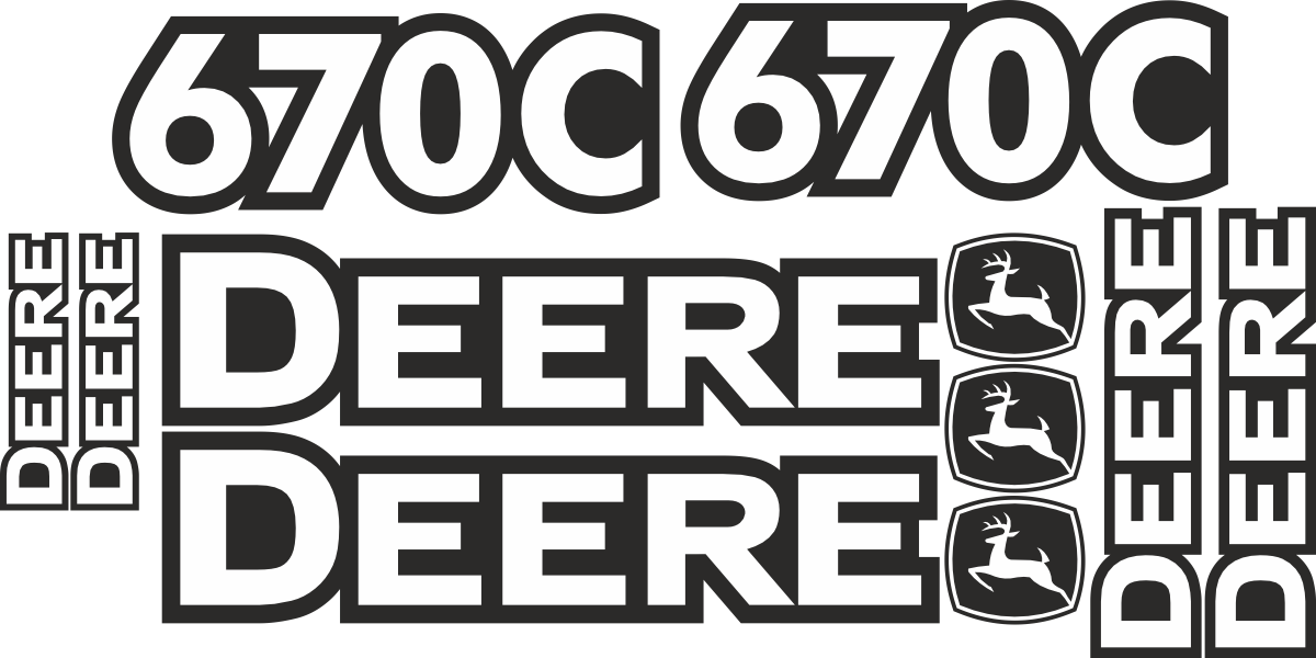Dekorsats DEERE670. Dekorkittet tillverkas skuret i Vit blank, Svart blank.