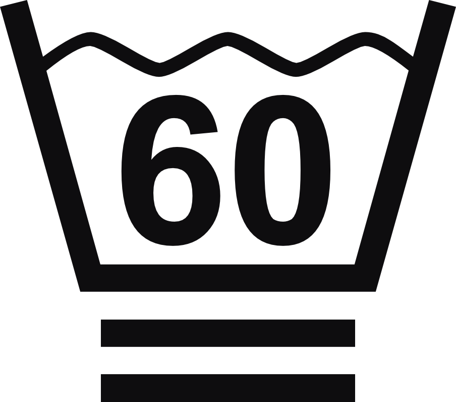 Datorskuren dekal. Tvättråd maxtemperatur 60 grader. En tvättsymbol med två streck under baljan betyder att dina kläder behöver ett extra skonsamt program. De bör endast tvättas i fin- eller ylleprogram med lämpligt tvättmedel. Försök undvika att centrifugera.