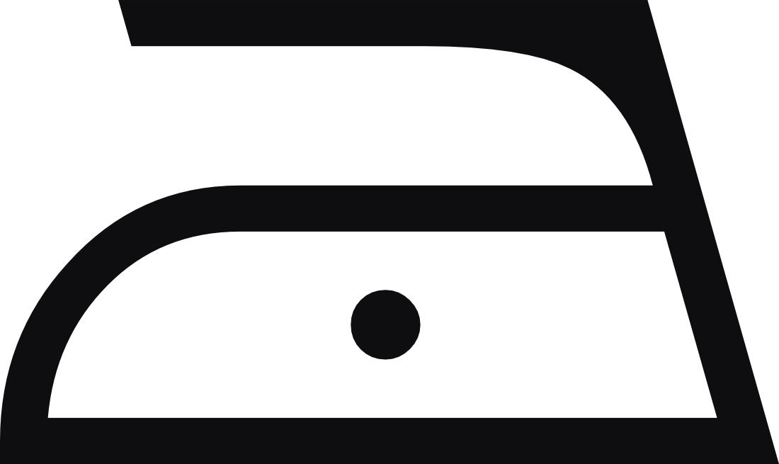 Datorskuren dekal. Tvättråd. Symbolen avser strykning. max 110 grader.