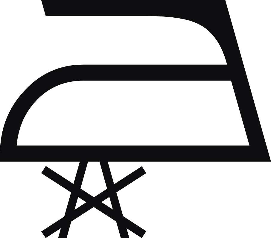 Datorskuren dekal. Tvättråd. Symbolen avser strykning UTAN ånga.