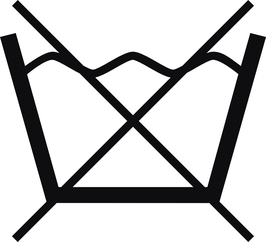 Datorskuren dekal. Tvättråd. Symbol.
Plagget bör varken maskintvättas eller tvättas för hand.