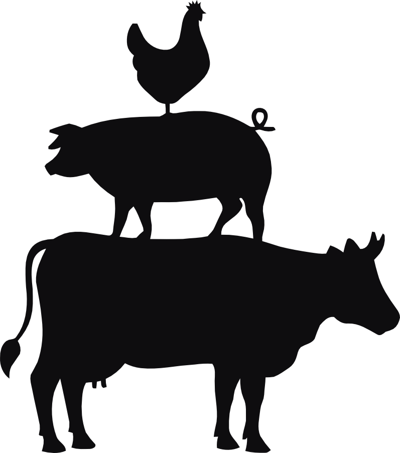 Ko, gris & höna dekal