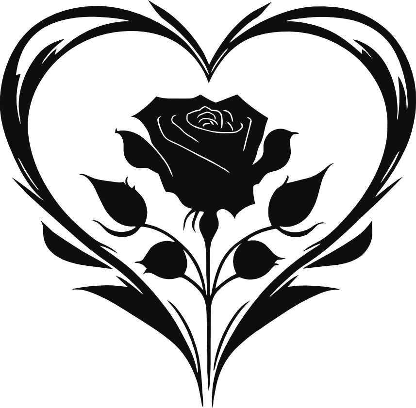 Hjärta ros dekal