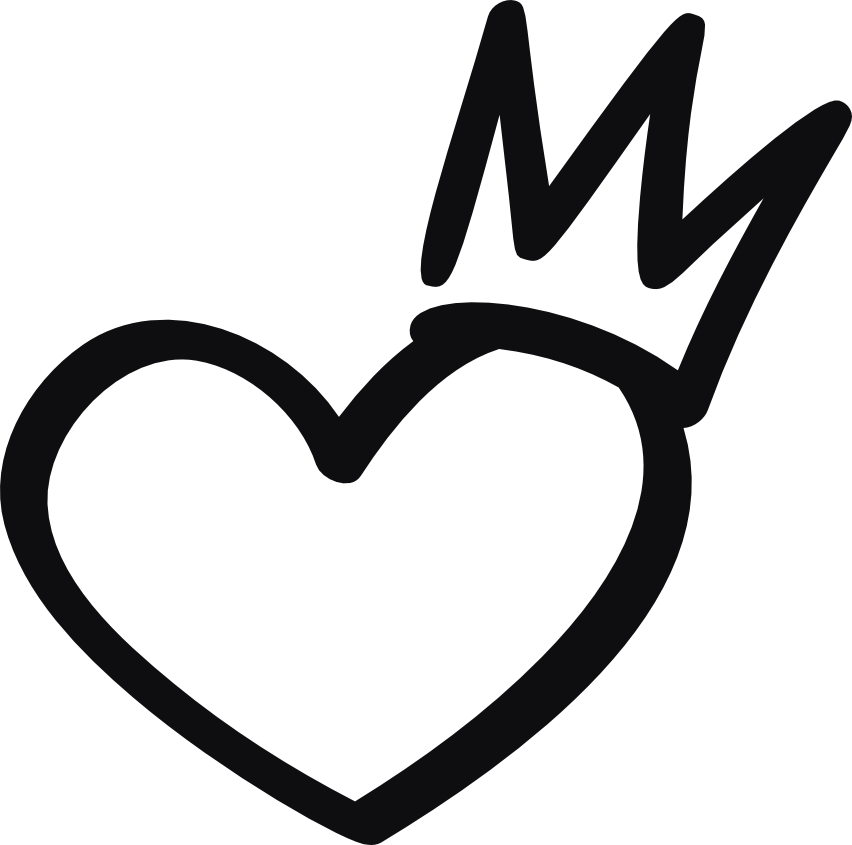 Hjärta med krona dekal