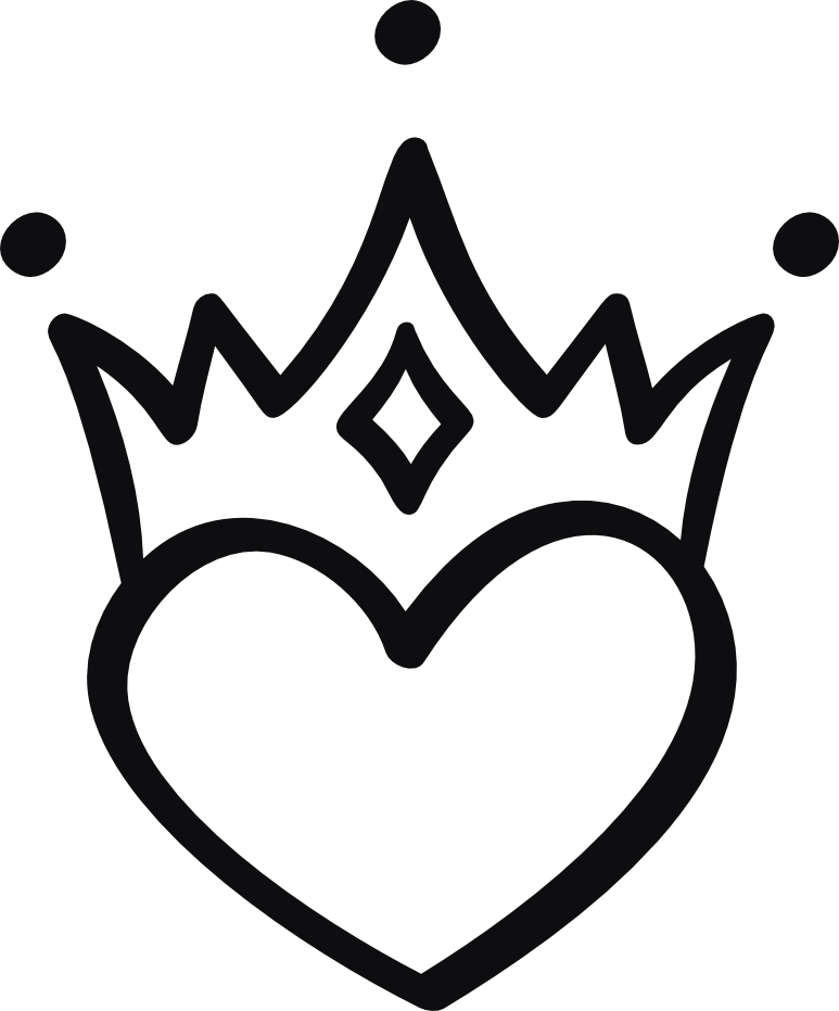 Hjärta med krona dekal