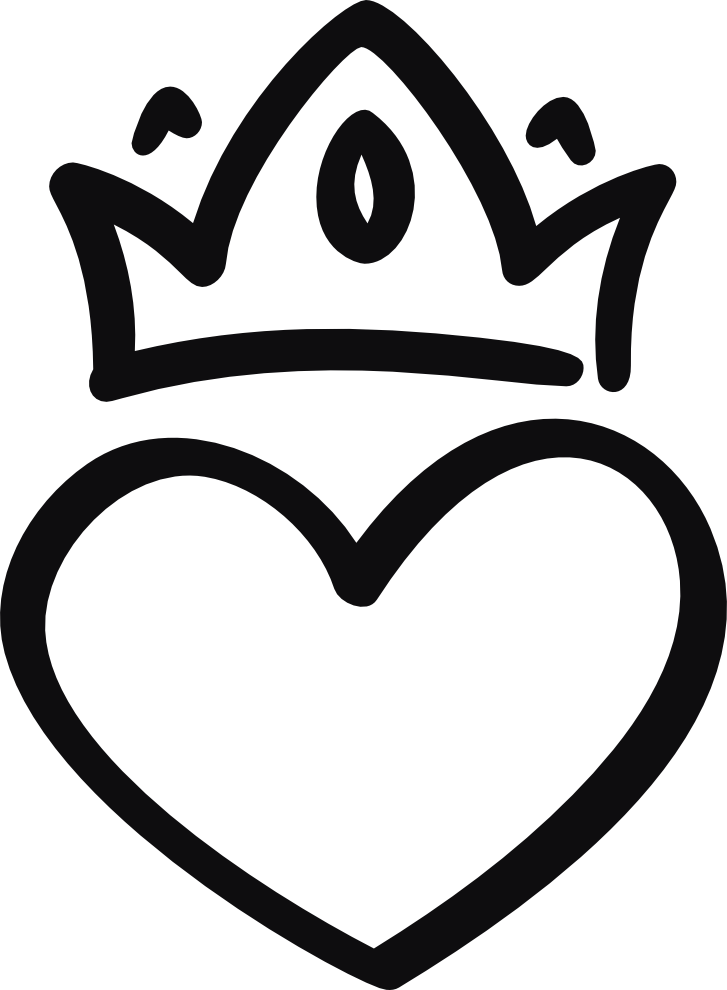 Hjärta med krona dekal