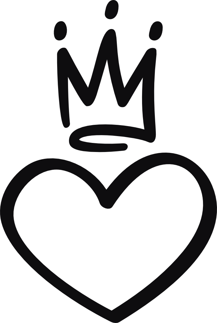 Hjärta med krona dekal