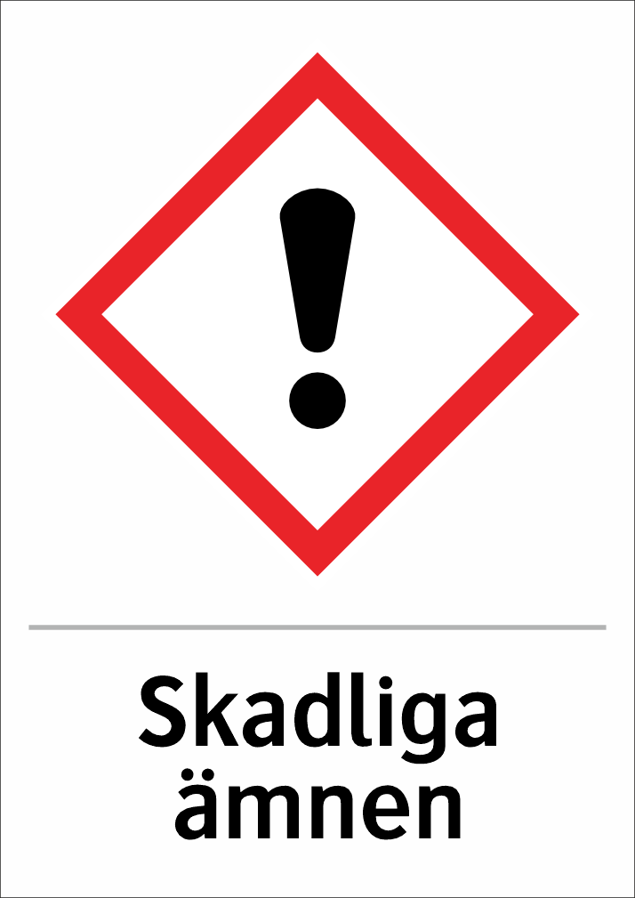 Skylten finns i aluminium (plan), plast, klisterdekal.