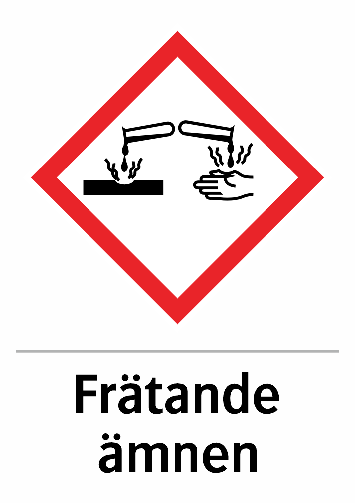 Skylten finns i aluminium (plan), plast, klisterdekal.