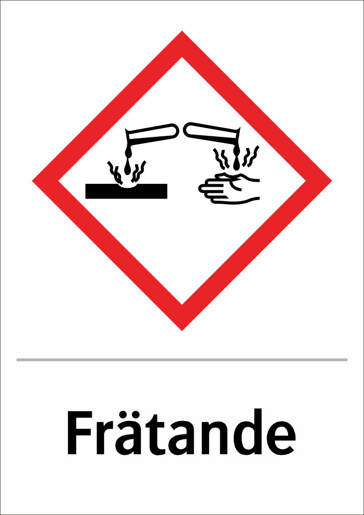 Skylten finns i aluminium (plan), plast, klisterdekal.
