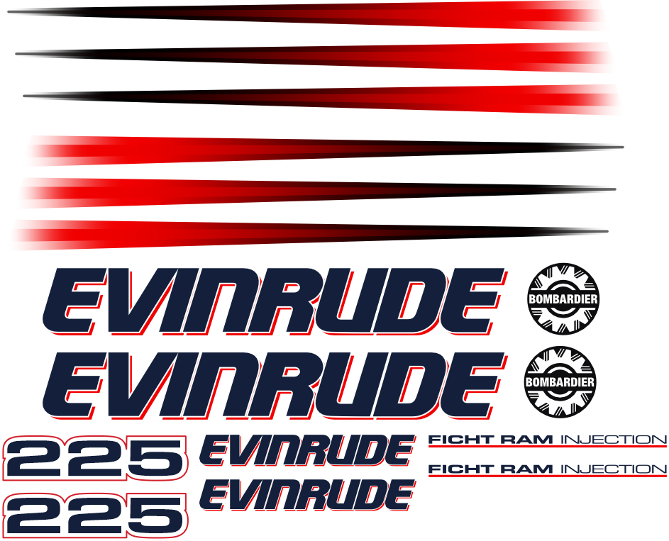 Komplett innehållande: 12st Dekaler för Evinrude 225hk 02-03