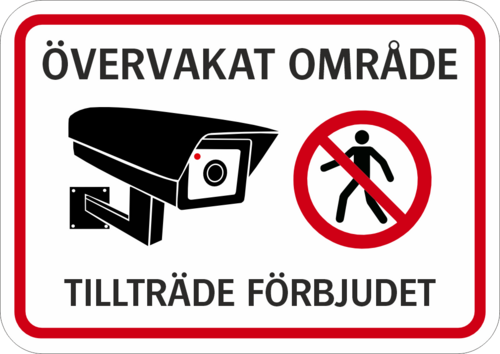 Övervakat område. Tillträde förbjudet