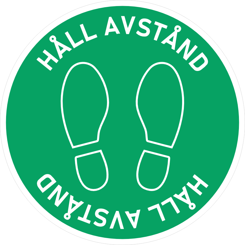 Slitstark och tålig golvdekal. Håll Avstånd. 250x250mm
